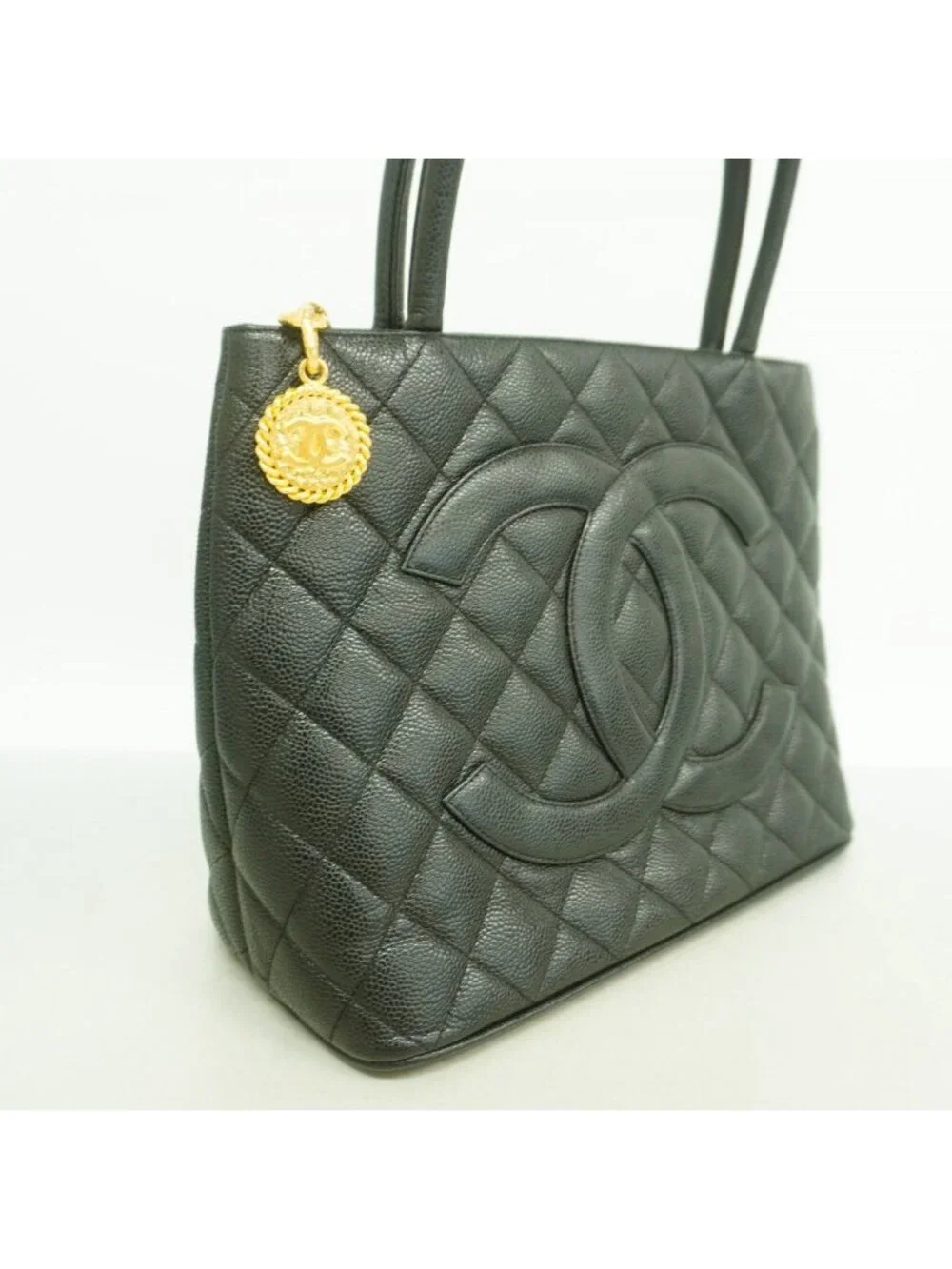 Chanel Tote Reissue Caviar Leather Black Gold